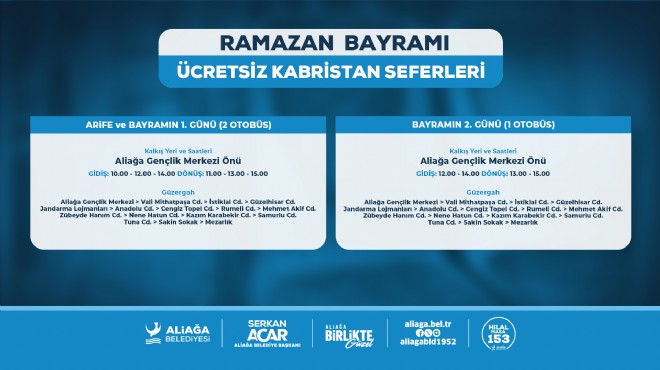 Aliağa'da kabristanlara ücretsiz ulaşım