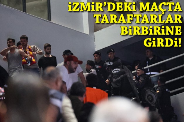 İzmir'deki maçta taraftarlar birbirine girdi!