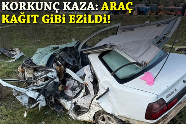 Korkunç kaza: Araç kağıt gibi ezildi!