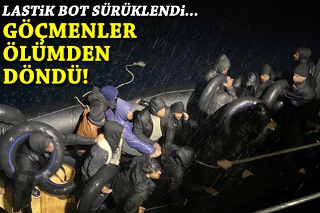 Lastik bot sürüklendi, göçmenler ölümden döndü!