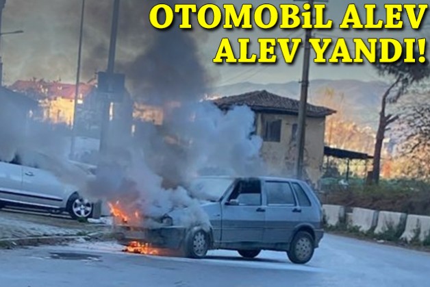 Park halindeki otomobil alev alev yandı!
