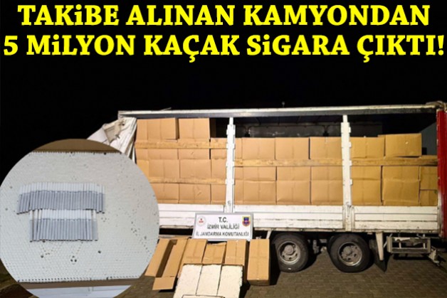 Takibe alınan kamyondan 5 milyon kaçak sigara çıktı!
