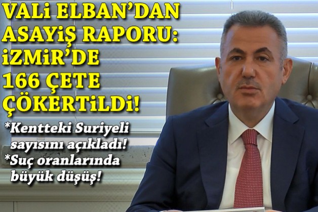 Vali Elban'dan asayiş raporu: 166 çete çökertildi!